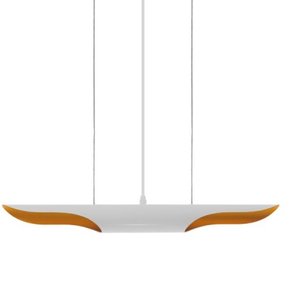 Μοντέρνο κρεμαστό φωτιστικό δίφωτο λευκό χρυσό μεταλλικό 60cm