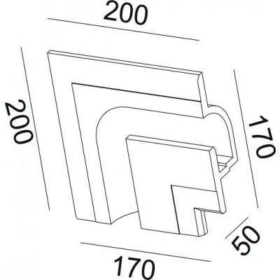 Γύψινη χωνευτή αριστερή γωνία trimless 20x17cm με υποδοχή για λεντοταινία