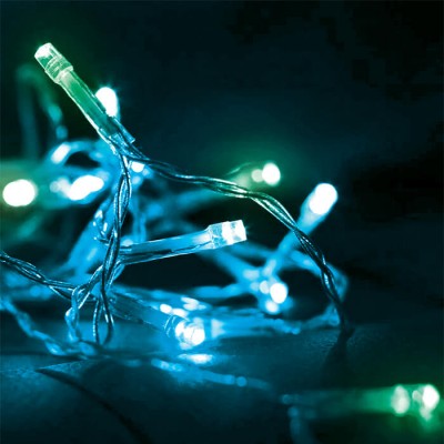 Φωτάκια χριστουγεννιάτικα σε σύρμα cluster 20m-200leds μπλε-πράσινο φως με controller IP44