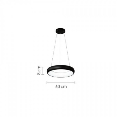 Κρεμαστό φωτιστικό κύκλος Φ60x8cm LED CCT τηλεχειριζόμενο μαύρο