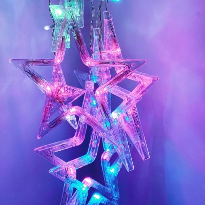 Χριστουγεννιάτικα φωτάκια βροχή 400x70cm με LED αστέρια σε πολύχρωμο φως με controller