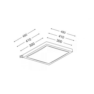 Τετράγωνη πλαφονιέρα οροφής αλουμίνιο-ακρυλικό 30cm - 41cm - 48cm