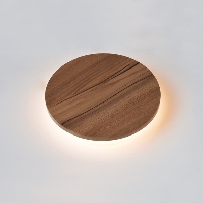 Ξύλινη απλίκα LED Φ14cm φωτισμού backlight σκούρο καφέ ξύλο