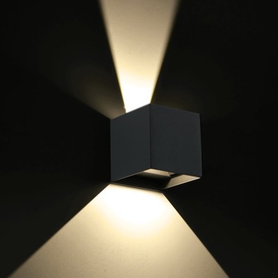 Στεγανή απλίκα κύβος 10x10cm ανθρακί LED 3000K με δέσμες 0° έως 90°