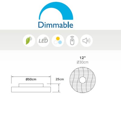 Ανεμιστήρας οροφής LED Dimmable Τηλεχειριζόμενος Φ50cm