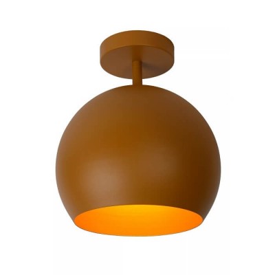 Φωτιστικό οροφής μπάλα καφέ-κίτρινη μεταλλική Φ25cm