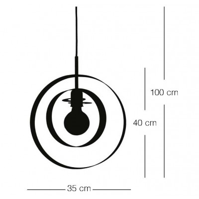 Μονόφωτο κρεμαστό Ø35cm με δύο μεταλλικά στεφάνια μαύρο-χάλκινο