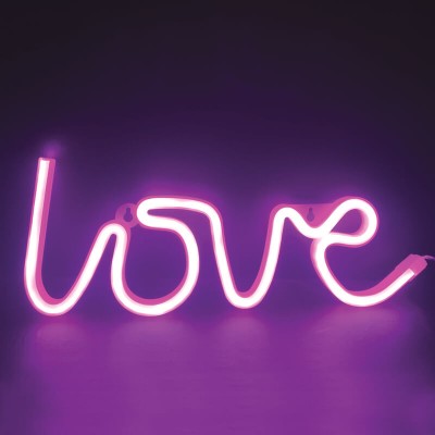 Επιτραπέζιο-Επίτοιχο φωτιστικό LOVE από σιλικόνη 36x14cm LED Neon ροζ φως